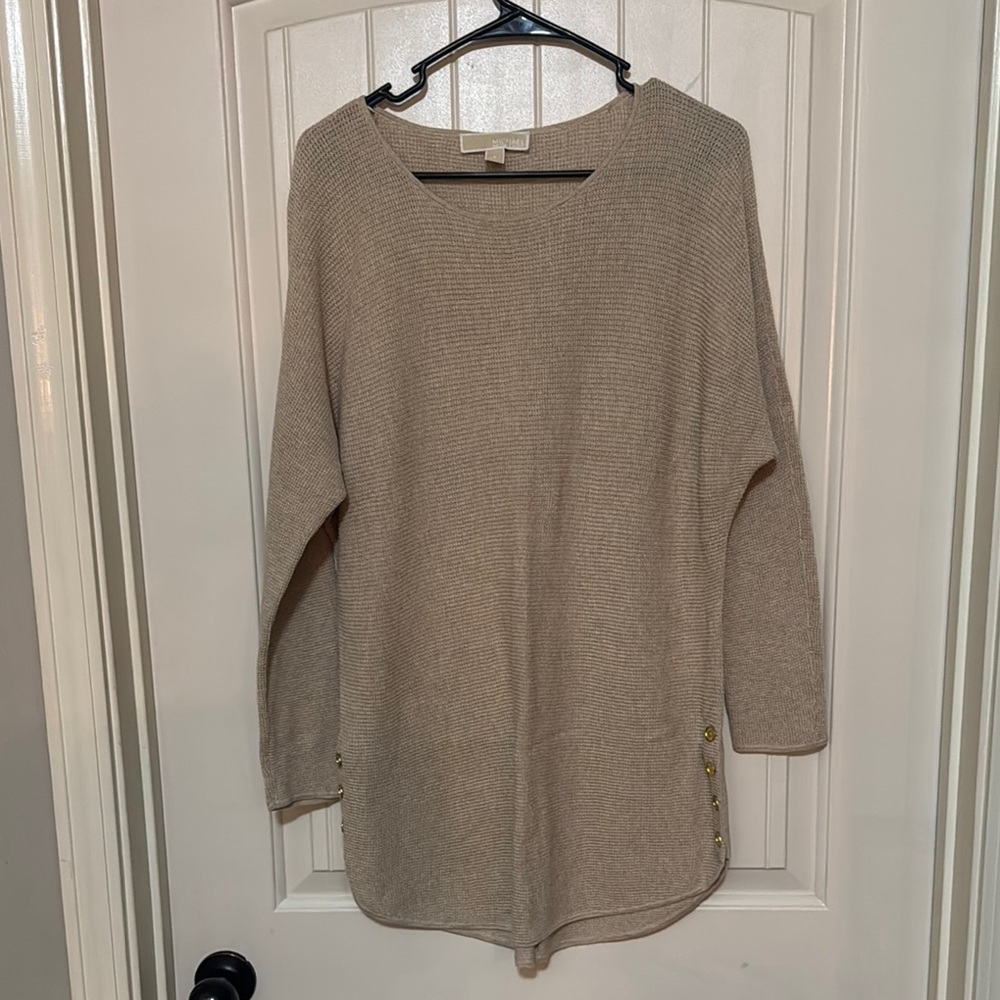Michael Kors Cream and Gold Crew Neck Sweater Soft Knit